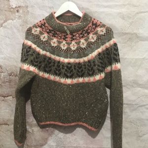 Urban Outfitters Brown and Pink Patterned Sweater